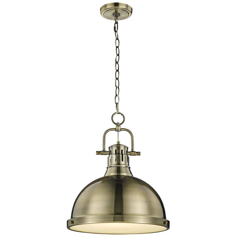 Image 2 Duncan 14" Wide Aged Brass Pendant Light with Chain