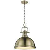Duncan 14&quot; Wide Aged Brass Pendant Light with Chain