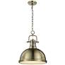 Duncan 14" Wide Aged Brass Pendant Light with Chain
