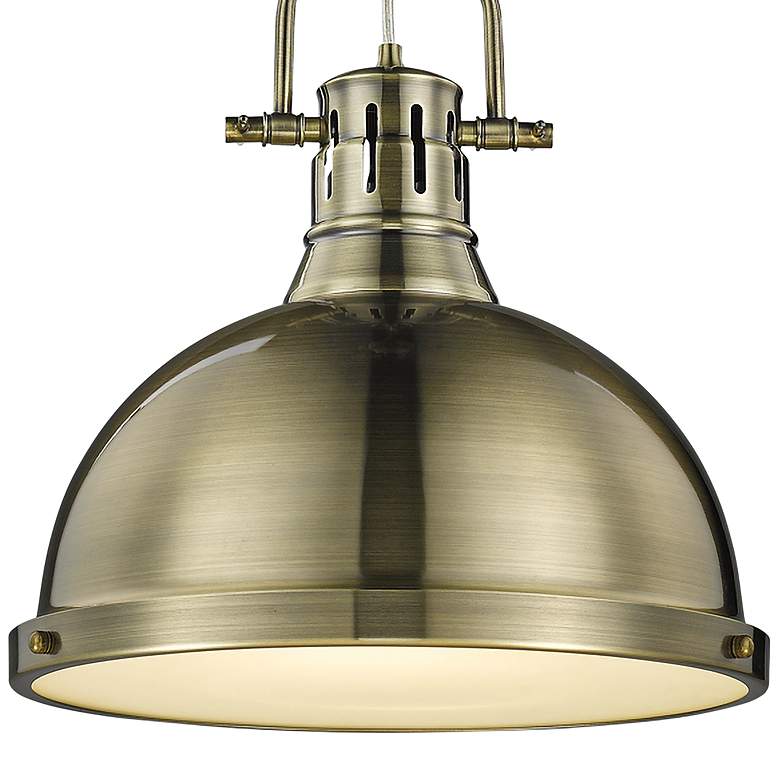 Image 3 Duncan 14" Wide Aged Brass Pendant Light with Chain more views