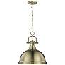 Duncan 14" Wide Aged Brass Pendant Light with Chain
