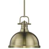 Duncan 14&quot; Wide Aged Brass Pendant Light with Rod