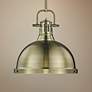 Duncan 14" Wide Aged Brass Pendant Light with Rod
