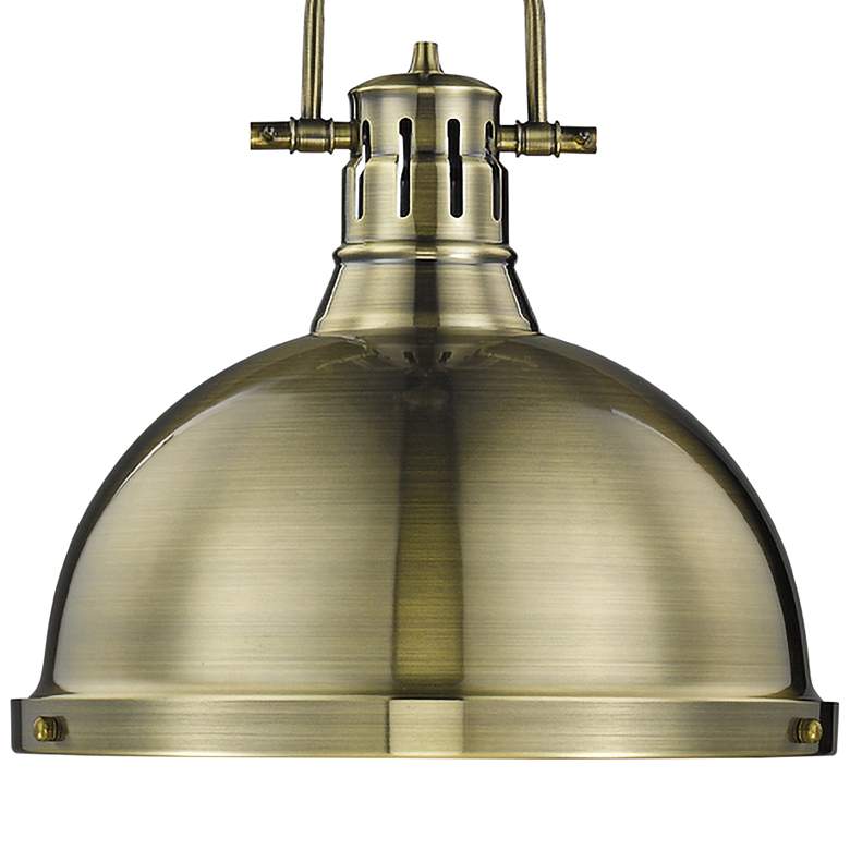 Image 3 Duncan 14" Wide Aged Brass Pendant Light with Rod more views