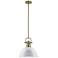 Duncan 14" Wide Aged Brass Rod Pendant Light w/ White Shade