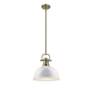 2_Duncan 14" Wide Aged Brass Rod Pendant Light w/ White Shade more views