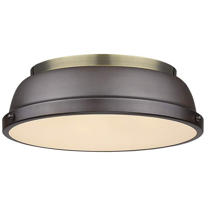 Image 1 Duncan 14" Wide Aged Brass Rubbed Bronze Ceiling Light