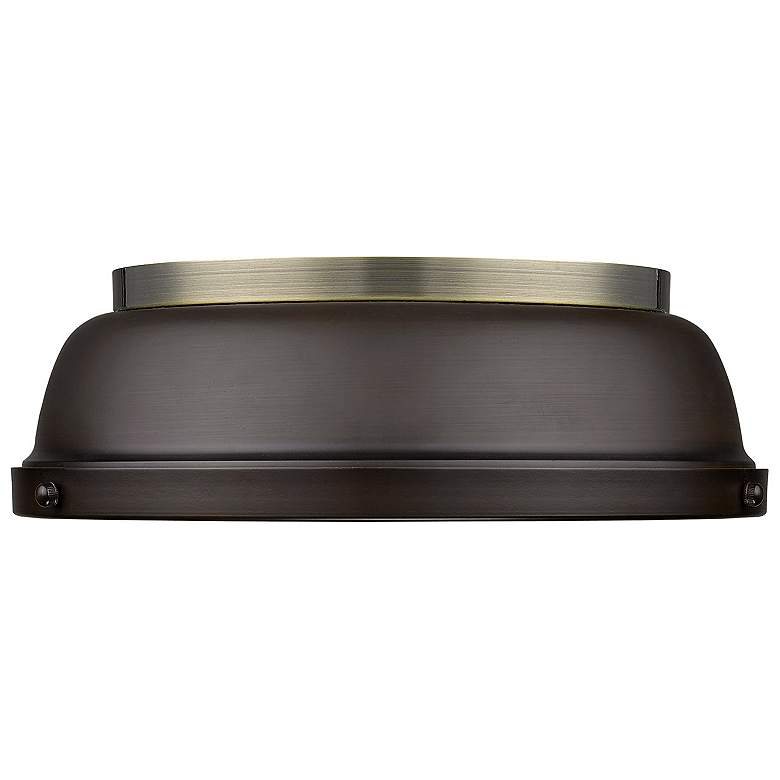 Image 3 Duncan 14" Wide Aged Brass Rubbed Bronze Ceiling Light more views