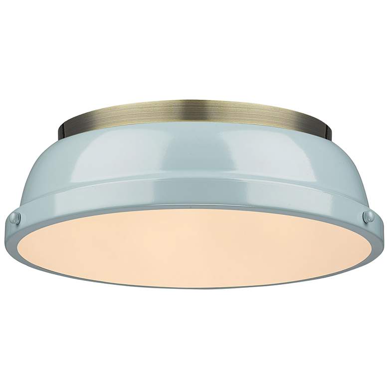 Image 1 Duncan 14" Wide Aged Brass Seafoam Ceiling Light