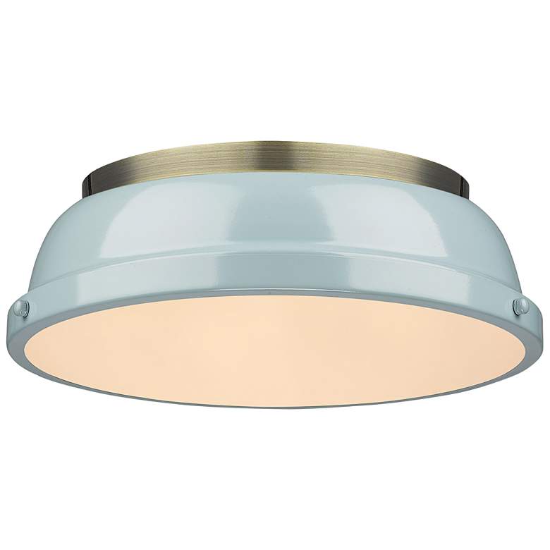 Image 1 Duncan 14 inch Wide Aged Brass Seafoam Ceiling Light