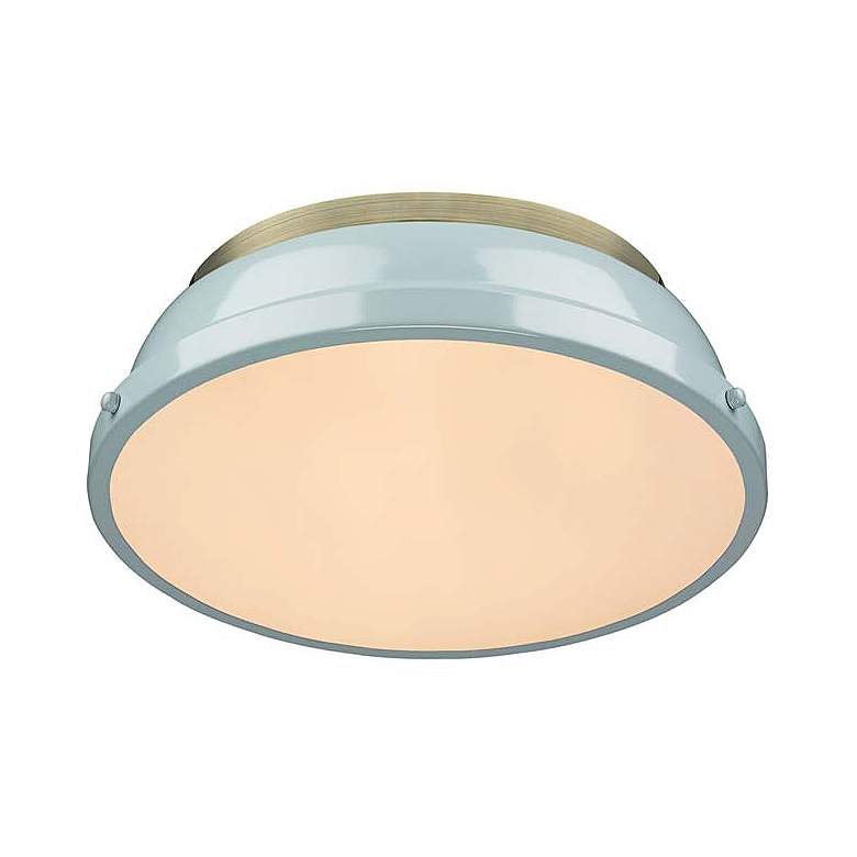 Image 4 Duncan 14" Wide Aged Brass Seafoam Ceiling Light more views