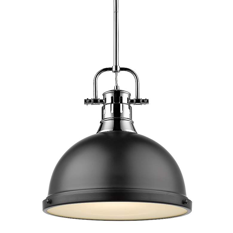 Image 1 Duncan 14 inch Wide Chrome 1-Light Pendant With Matte Black Shade