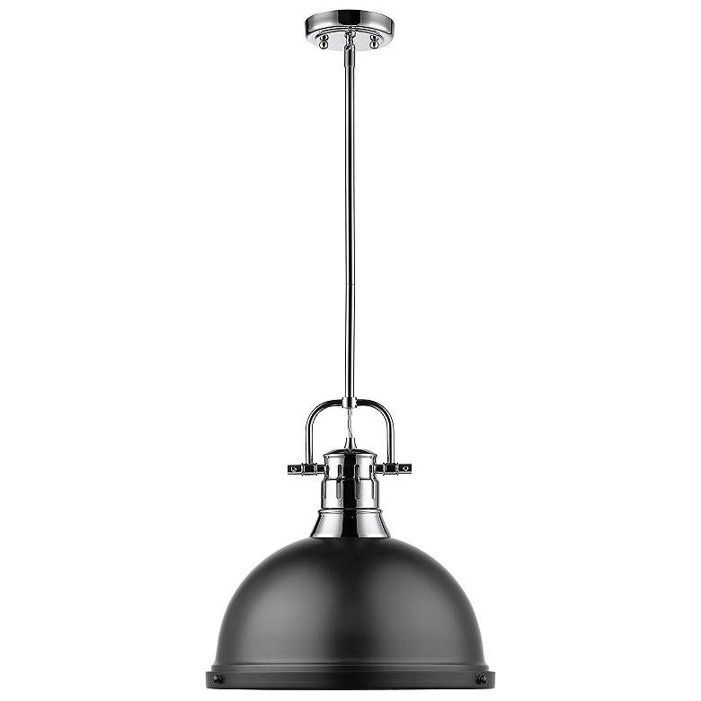 Image 3 Duncan 14 inch Wide Chrome 1-Light Pendant With Matte Black Shade more views