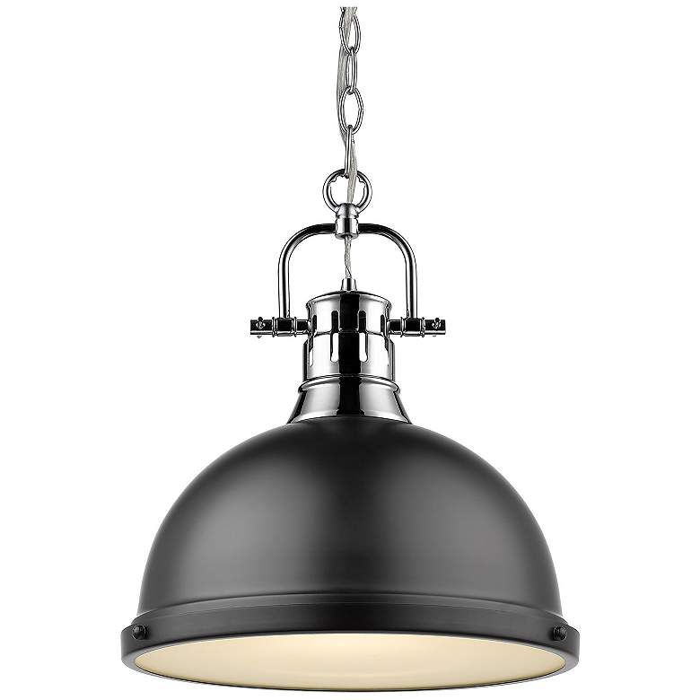 Image 1 Duncan 14 inch Wide Chrome 1-Light Pendant With Matte Black Shade