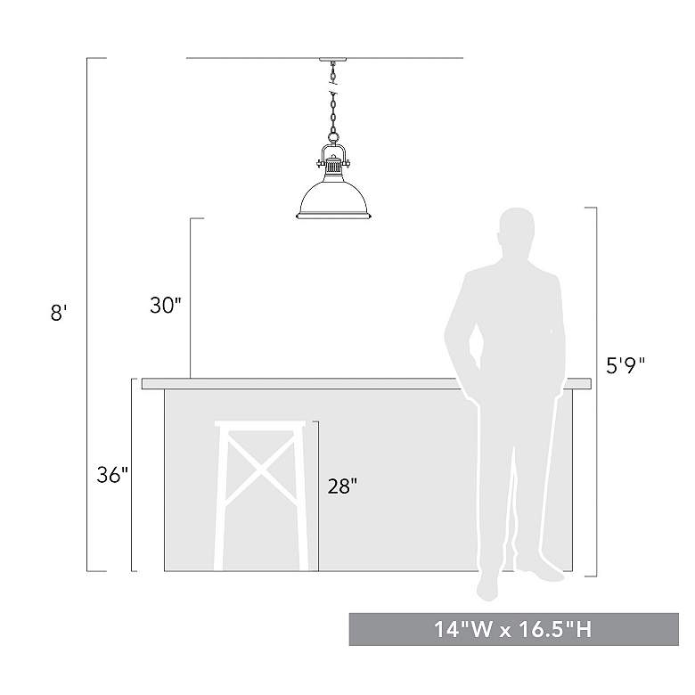 Image 3 Duncan 14" Wide Chrome 1-Light Pendant With Matte Black Shade more views