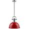 Duncan 14" Wide Chrome 1-Light Pendant With Red Shade