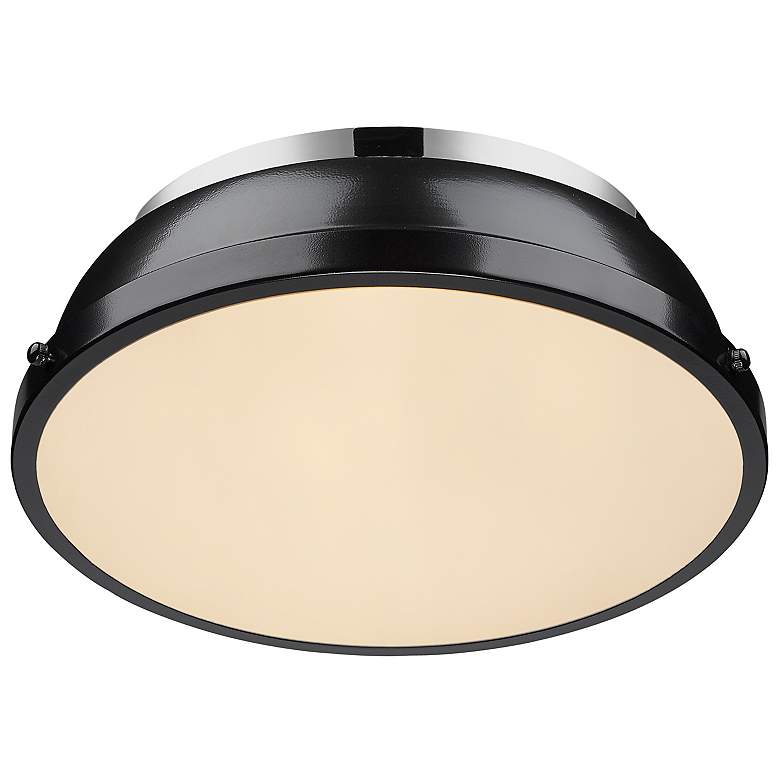 Image 4 Duncan 14 inch Wide Chrome 2-Light Flush Mount With Black Shade more views