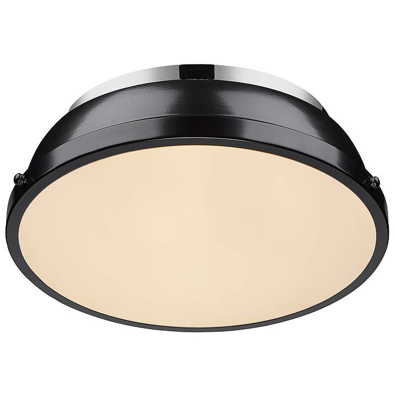 Image 4 Duncan 14" Wide Chrome 2-Light Flush Mount With Black Shade more views