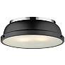 1_Duncan 14" Wide Chrome 2-Light Flush Mount With Matte Black Shade