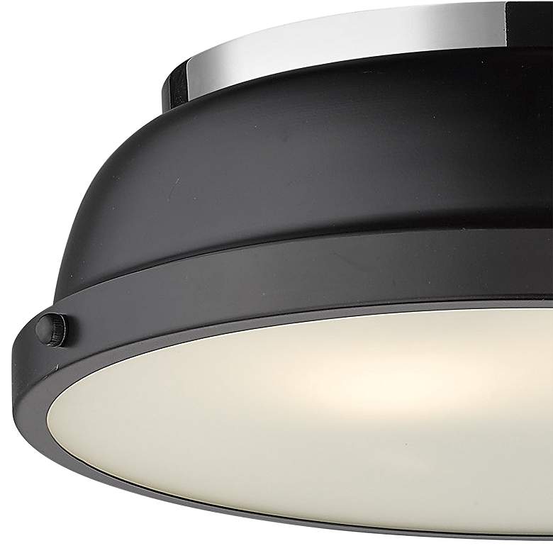 Image 2 Duncan 14" Wide Chrome 2-Light Flush Mount With Matte Black Shade more views