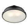 2_Duncan 14" Wide Chrome 2-Light Flush Mount With Matte Black Shade more views