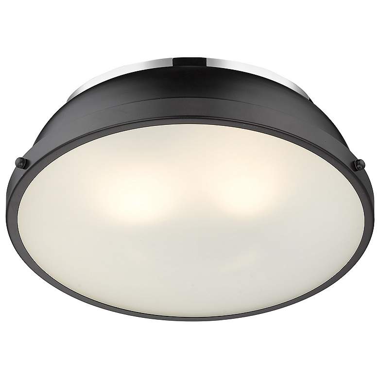 Image 3 Duncan 14" Wide Chrome 2-Light Flush Mount With Matte Black Shade more views