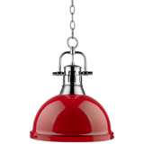 Duncan 14&quot; Wide Chrome and Red Pendant Light with Chain