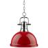 Duncan 14" Wide Chrome and Red Pendant Light with Chain
