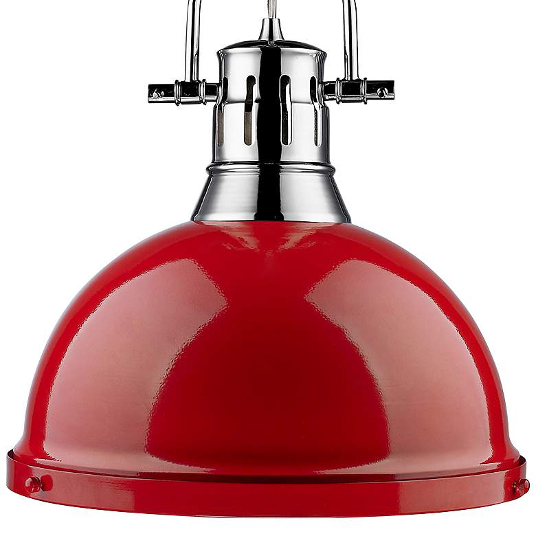 Image 3 Duncan 14" Wide Chrome and Red Pendant Light with Chain more views
