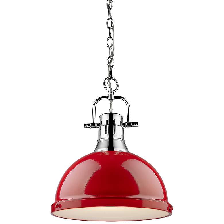 Image 4 Duncan 14" Wide Chrome and Red Pendant Light with Chain more views
