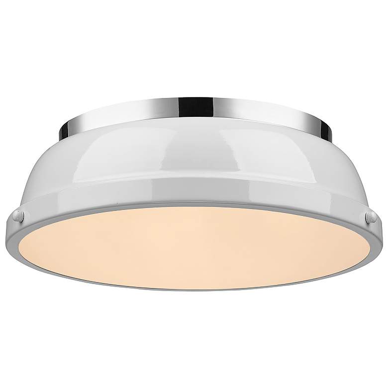 Image 3 Duncan 14" Wide Chrome Ceiling Light with White Shade more views