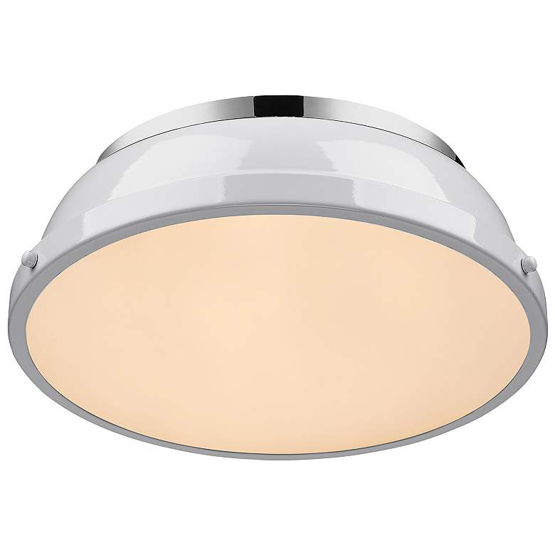 Image 4 Duncan 14" Wide Chrome Ceiling Light with White Shade more views