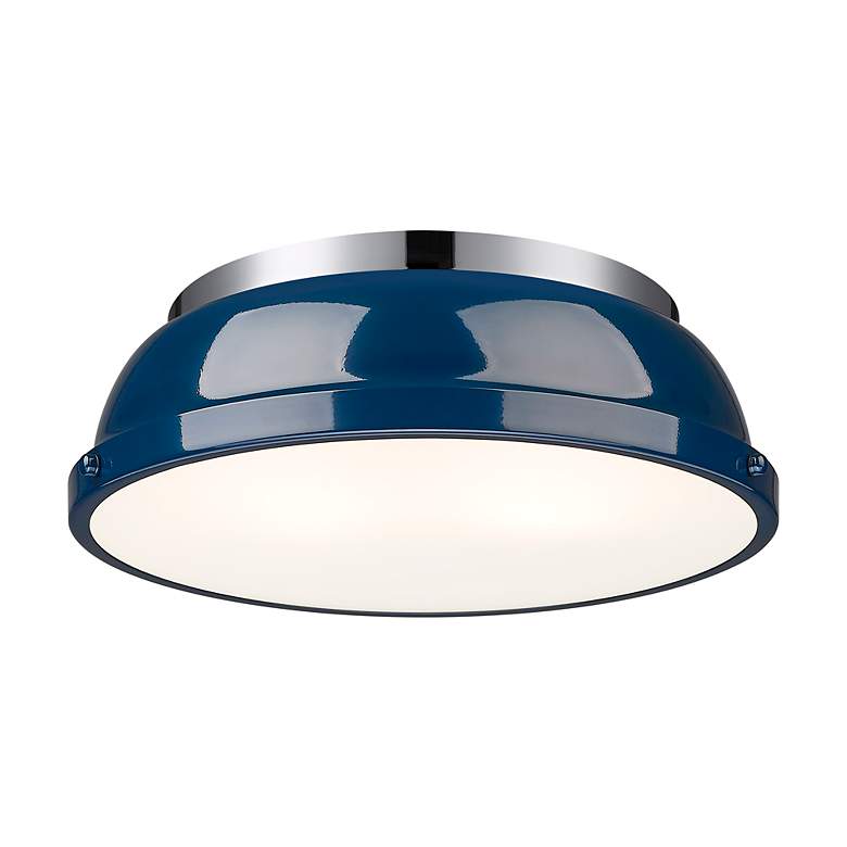Image 2 Duncan 14" Wide Chrome with Navy Blue Ceiling Light more views