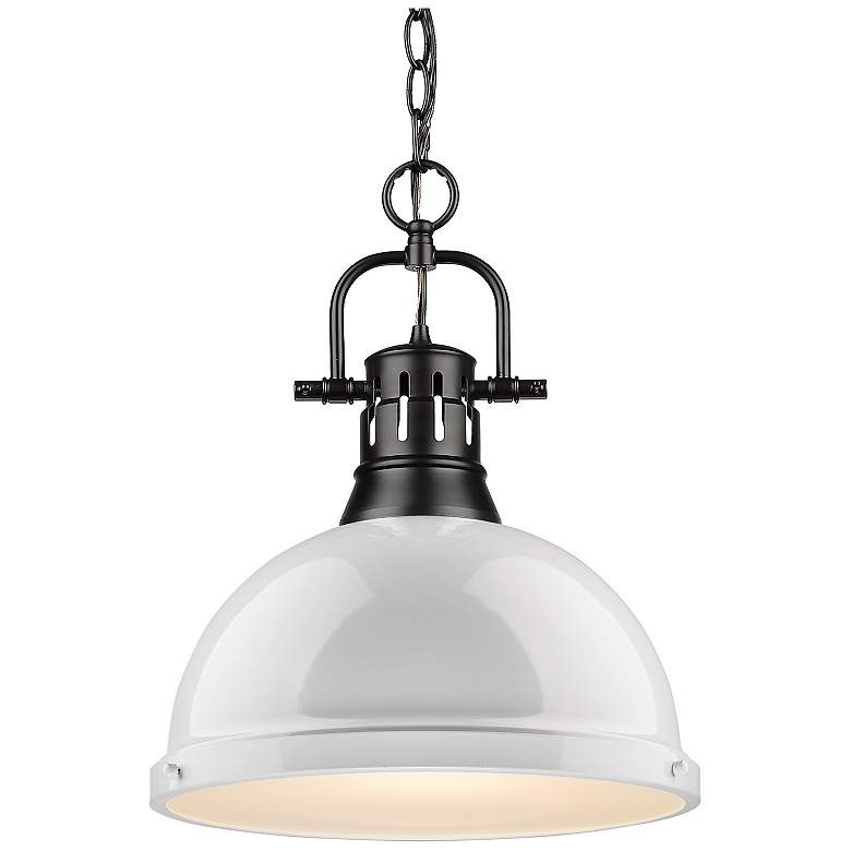 Image 1 Duncan 14 inch Wide Matte Black 1-Light Pendant With White Shade