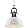 Duncan 14" Wide Matte Black 1-Light Pendant With White Shade