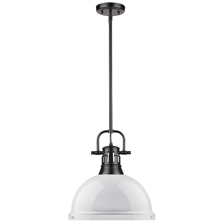 Image 3 Duncan 14 inch Wide Matte Black 1-Light Pendant With White Shade more views