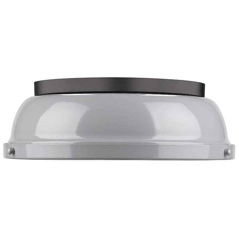 Image 3 Duncan 14 inch Wide Matte Black 2-Light Flush Mount With Gray Shade more views