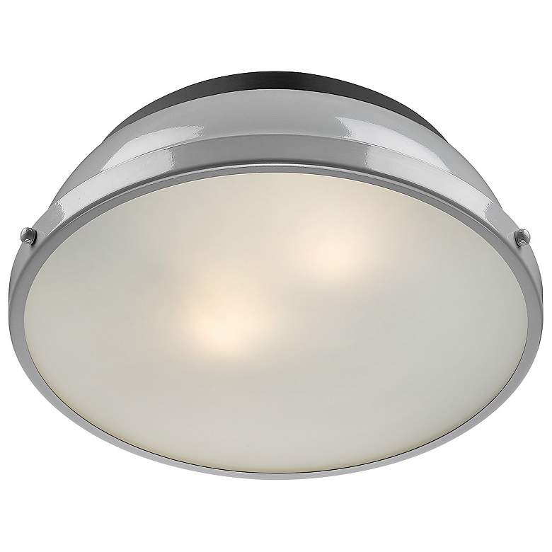 Image 4 Duncan 14 inch Wide Matte Black 2-Light Flush Mount With Gray Shade more views