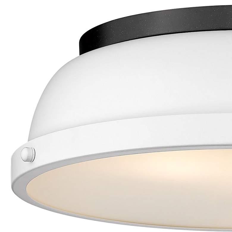 Image 2 Duncan 14 inch Wide Matte Black 2-Light Flush Mount With Matte White Shade more views