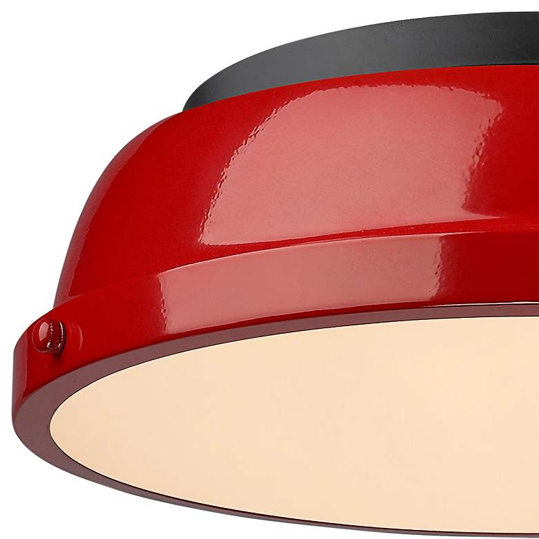 Image 2 Duncan 14 inch Wide Matte Black 2-Light Flush Mount With Red Shade more views