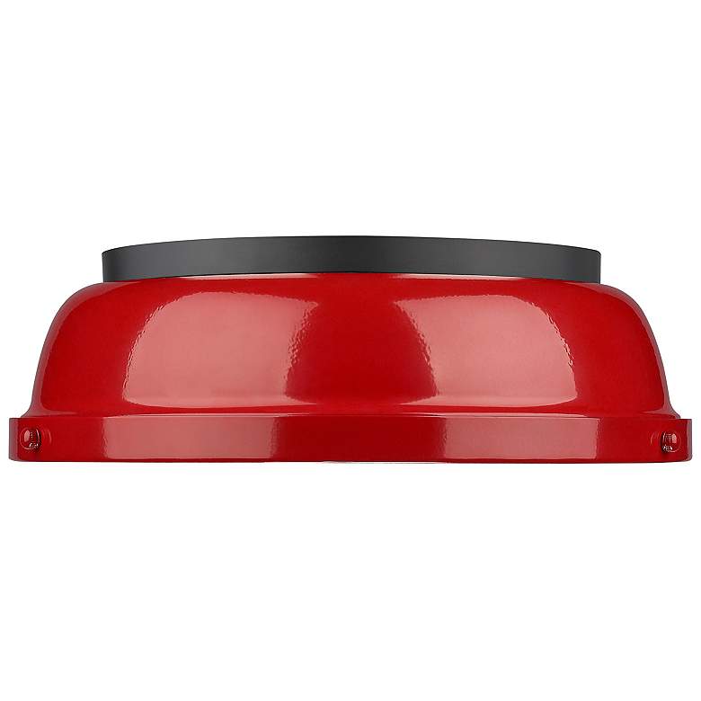 Image 4 Duncan 14 inch Wide Matte Black 2-Light Flush Mount With Red Shade more views