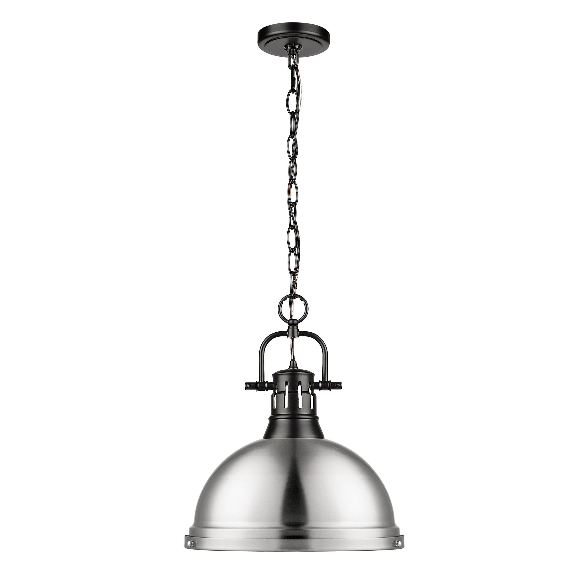 Image 2 Duncan 14" Wide Matte Black and Pewter Pendant Light more views