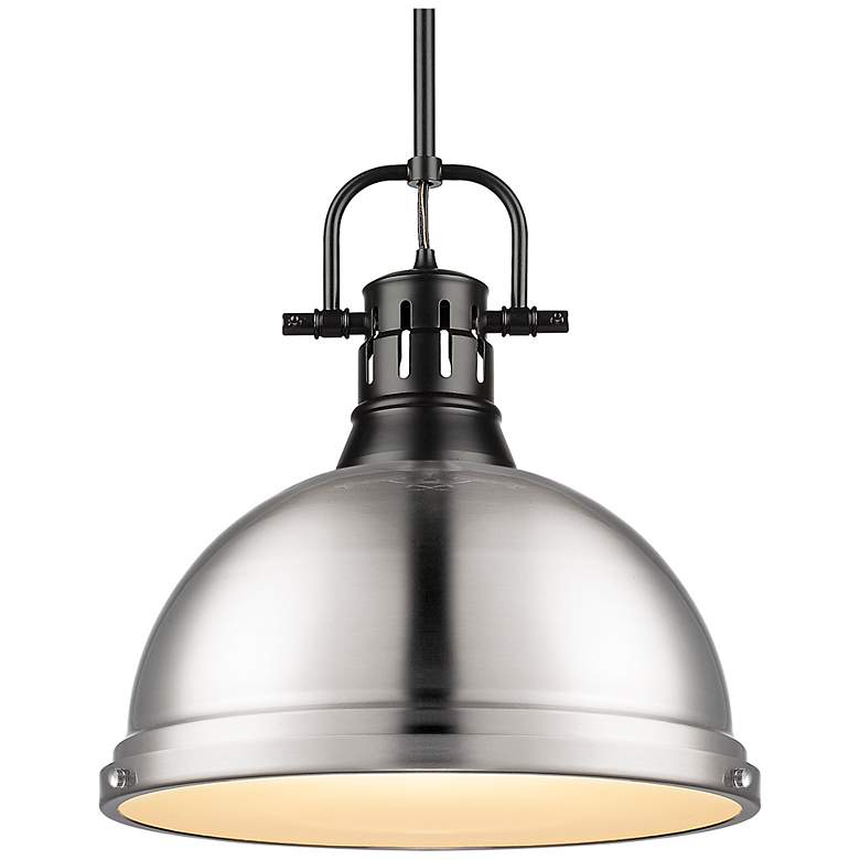 Image 1 Duncan 14" Wide Matte Black and Pewter Pendant Light