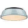 1_Duncan 14" Wide Matte Black Ceiling Light with Seafoam Shade