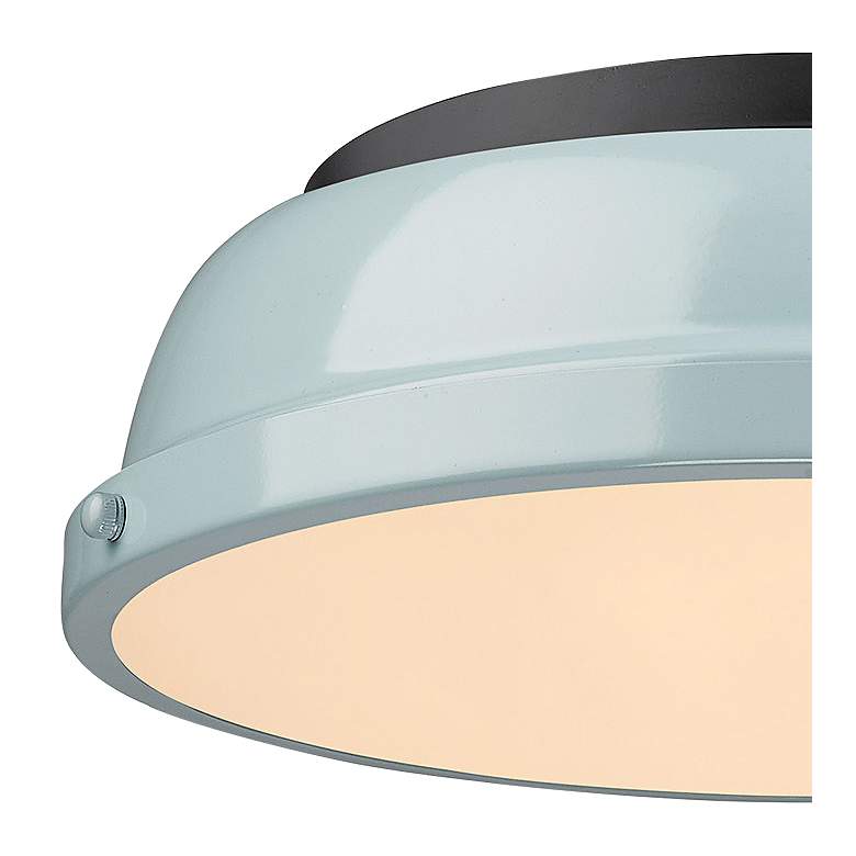 Image 2 Duncan 14" Wide Matte Black Ceiling Light with Seafoam Shade more views