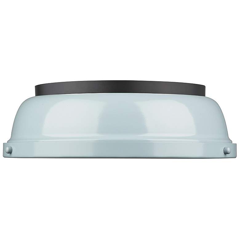 Image 4 Duncan 14" Wide Matte Black Ceiling Light with Seafoam Shade more views