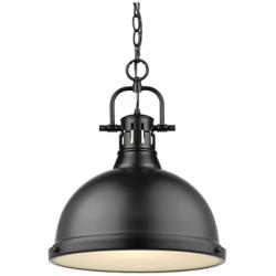 Duncan 14" Wide Matte Black Chain Hung Pendant Light