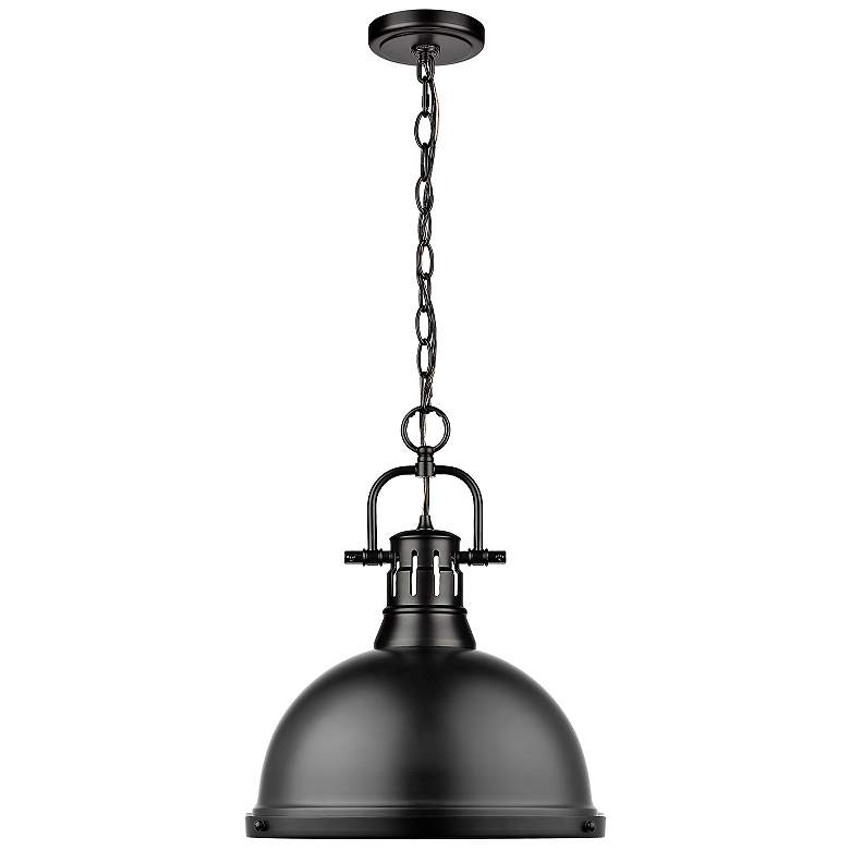 Image 3 Duncan 14" Wide Matte Black Chain Hung Pendant Light more views