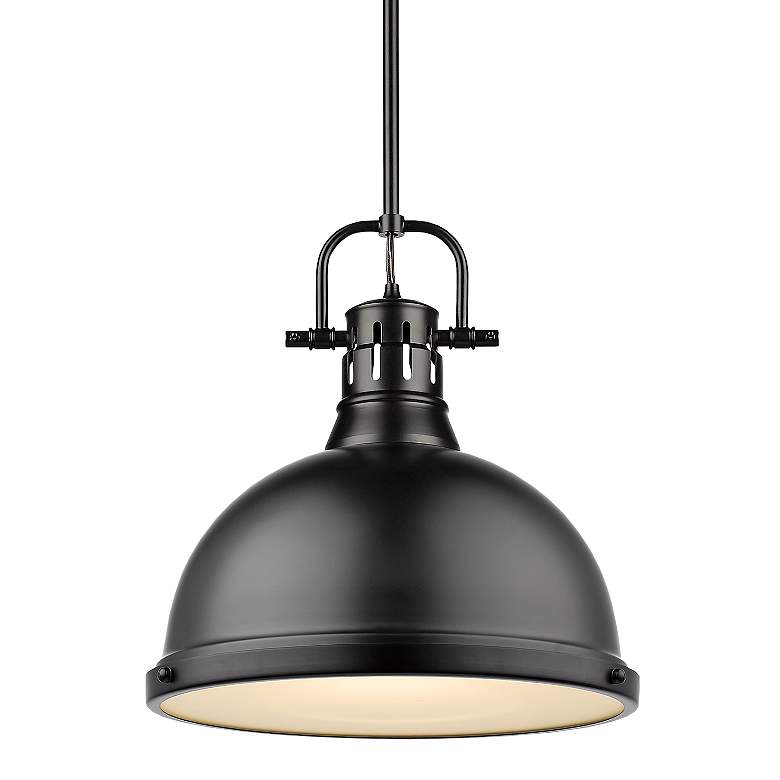 Image 1 Duncan 14" Wide Matte Black Dome Pendant Light