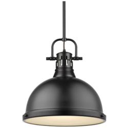 Duncan 14" Wide Matte Black Dome Pendant Light